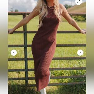 Brown Vestique Midi Dress